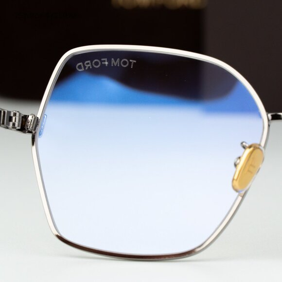 Tom Ford Woman Eyeglasses Ruthenium Blue Light Block Butterfly FT5876-B 014 NEW